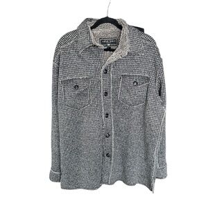 True Grit Sherpa Lined Shirt Jacket XL Gray Houndstooth Western Workwear Shacket